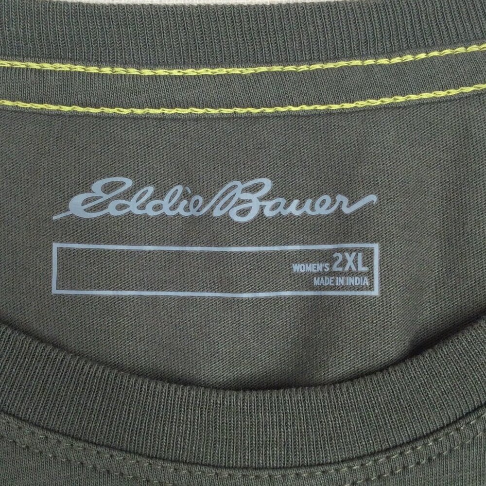 Eddie Bauer Graphic Print T-Shirt Womens Size 2XL Green Short Sleeve Outdoor - Picture 6 of 7